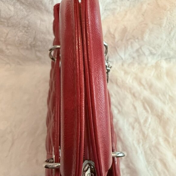 Christian Dior Lambskin Cannage Large Red Lady Dior Shoulder Bag - Picture 7 of 12